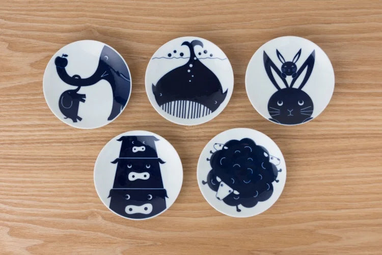 KIHARA - 10.8cm Plate 5pcs Set Animals