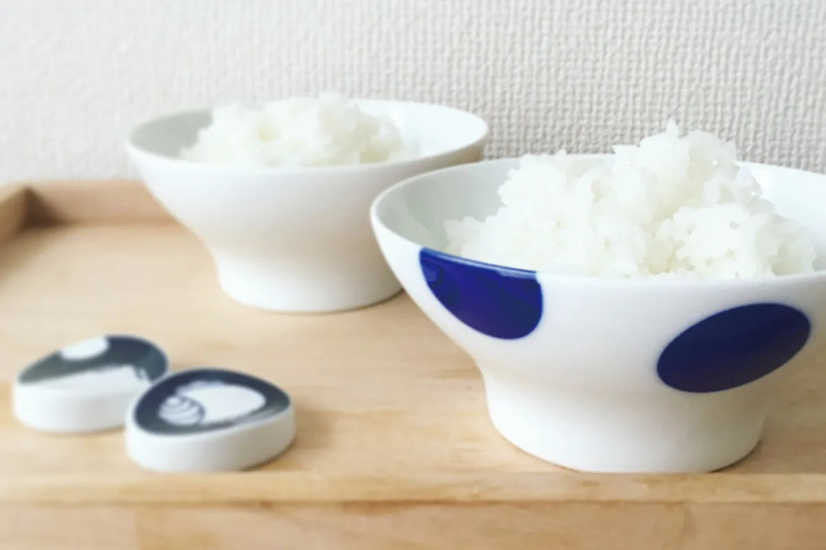 Rice Bowl 2pcs Set Mizutama 飯碗 白磁・水玉 セット