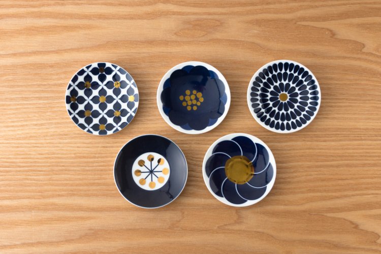 KIHARA - 9cm Plate 5 pcs set Botanical