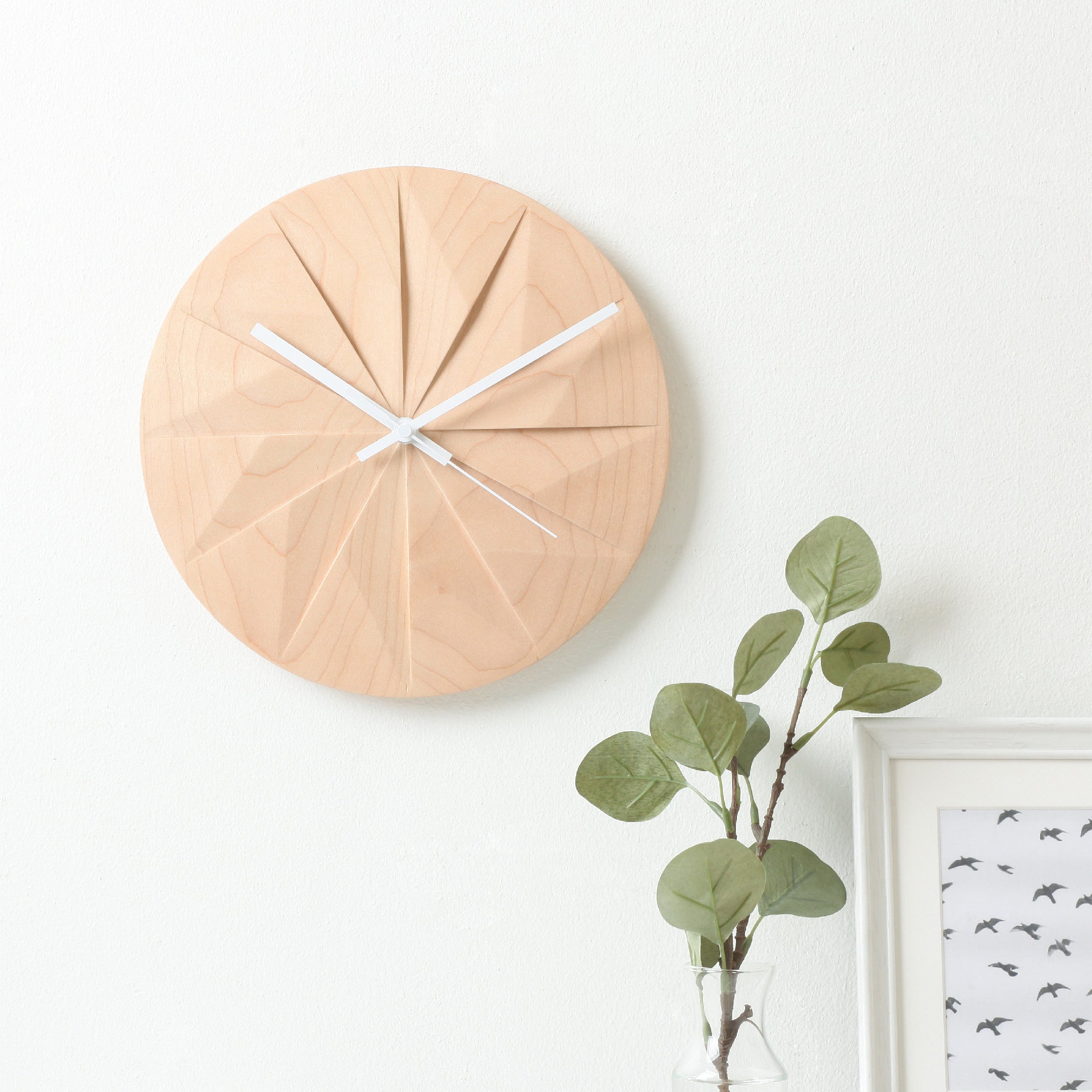 PANA OBJECTS - SHADY Wall Clock |Natural|White Hand Clock|