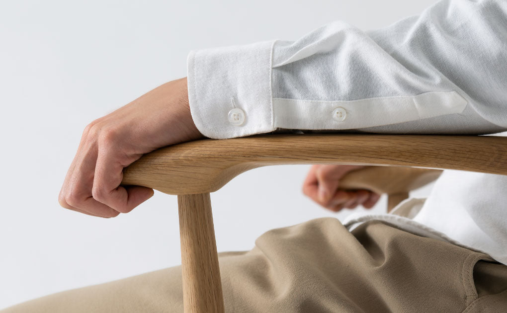 HIDA Sangyo - Crescent Chair with Arm (wooden back & upholstered seat)