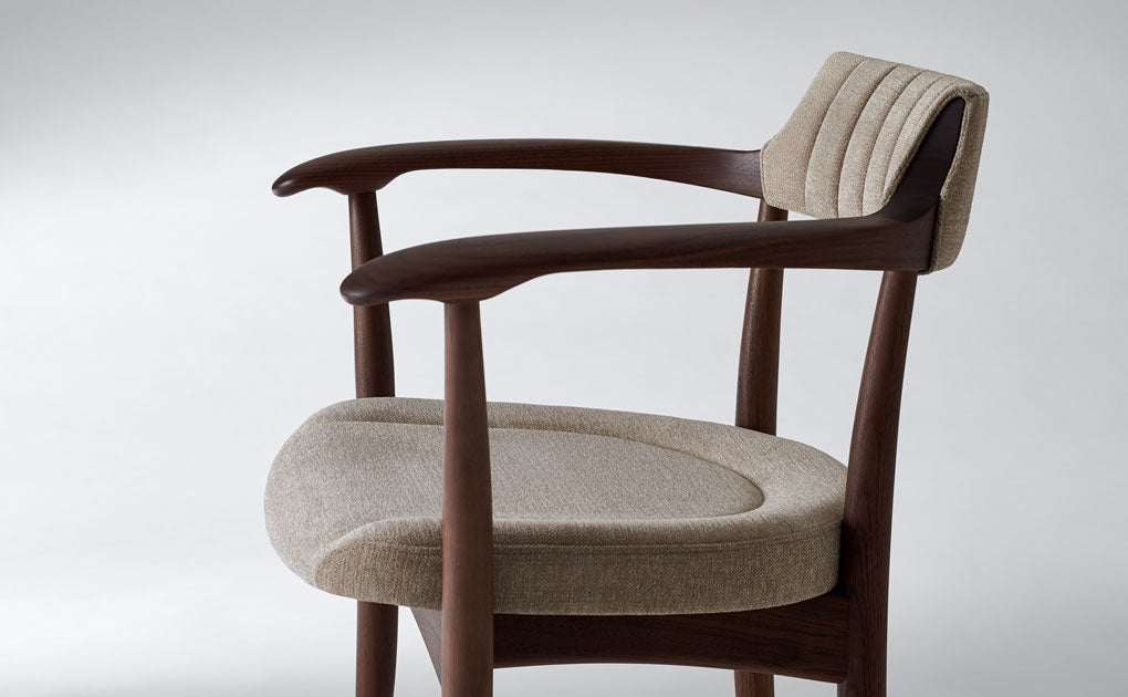 HIDA Sangyo - Crescent Chair with Arm (cushion back & upholstered seat)