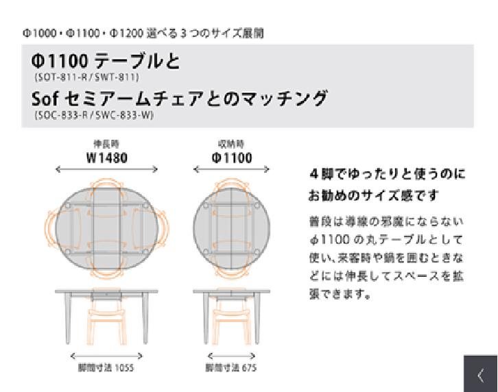 Nissin - Round Extendable Table (SOT-810.811.812-R)