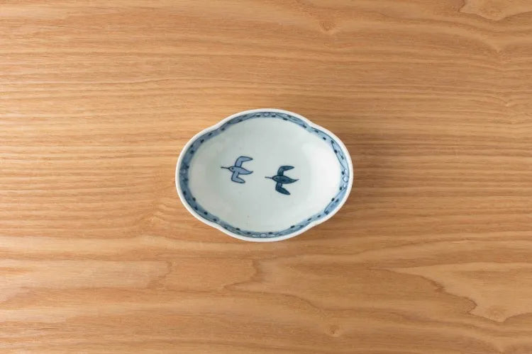 Kihara - Flower Shape Bowl  torimon 木甲小鉢 古染鳥紋