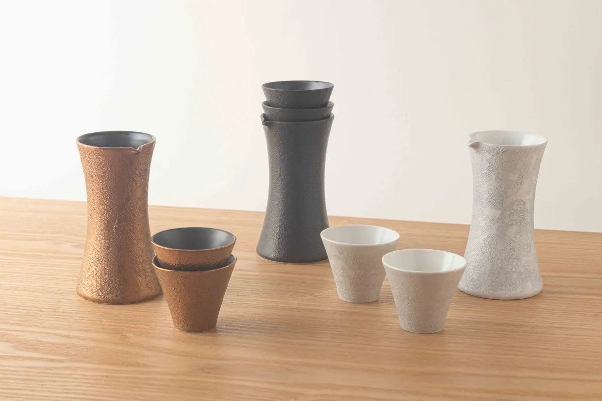 Sake Set Silver GEN 酒器セット 泡化粧（白）