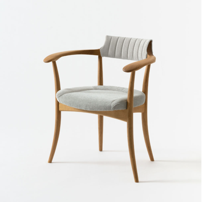 HIDA Sangyo - Crescent Chair with Arm (cushion back & upholstered seat)