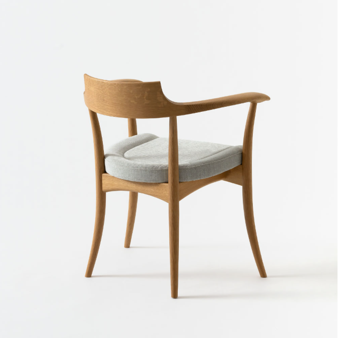 HIDA Sangyo - Crescent Chair with Arm (wooden back & upholstered seat)