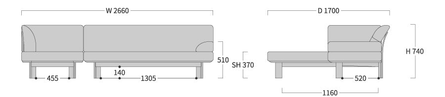 shirakawa - New Rapt Sofa Set (Armless Version + Chaise Long)